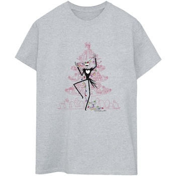 Abbigliamento Donna T-shirts a maniche lunghe Disney The Nightmare Before Christmas Tree Pink Grigio