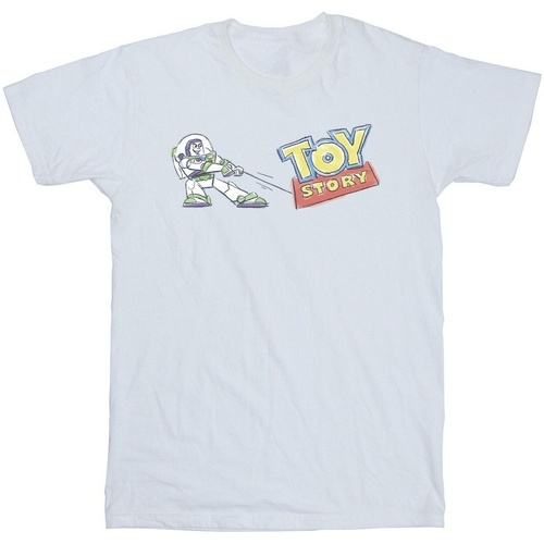 Abbigliamento Bambina T-shirts a maniche lunghe Disney Toy Story Buzz Pulling Logo Bianco