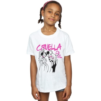 Abbigliamento Bambina T-shirts a maniche lunghe Disney Cruella De Vil Collared Bianco