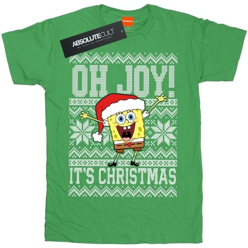 Abbigliamento Donna T-shirts a maniche lunghe Spongebob Squarepants Oh Joy! Christmas Verde