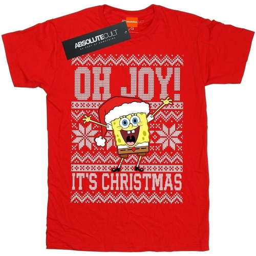 Abbigliamento Donna T-shirts a maniche lunghe Spongebob Squarepants Oh Joy! Christmas Rosso