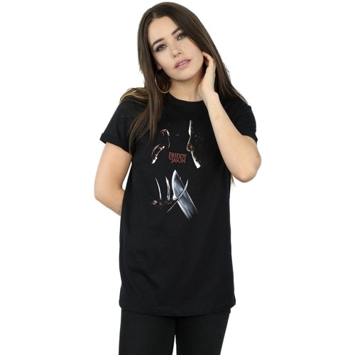 Abbigliamento Donna T-shirts a maniche lunghe A Nightmare On Elm Street Freddy Vs Jason Nero