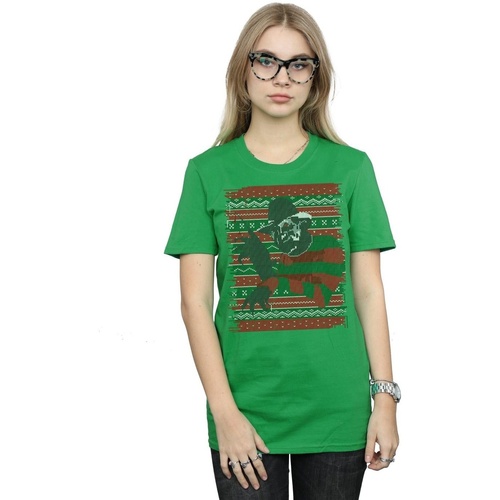 Abbigliamento Donna T-shirts a maniche lunghe A Nightmare On Elm Street Christmas Fair Isle Verde