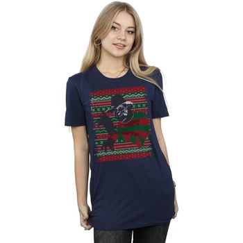 Abbigliamento Donna T-shirts a maniche lunghe A Nightmare On Elm Street Christmas Fair Isle Blu