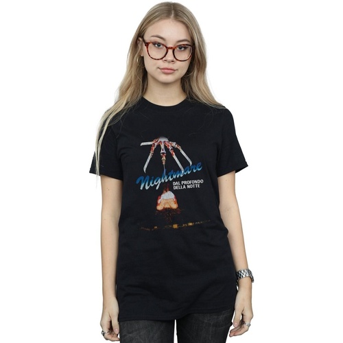 Abbigliamento Donna T-shirts a maniche lunghe A Nightmare On Elm Street Italian Movie Poster Nero