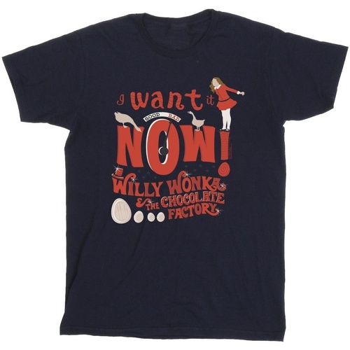Abbigliamento Bambina T-shirts a maniche lunghe Willy Wonka Verruca Salt I Want It Now Blu