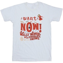 Abbigliamento Bambina T-shirts a maniche lunghe Willy Wonka Verruca Salt I Want It Now Bianco