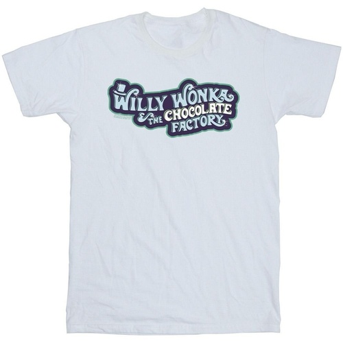 Abbigliamento Bambina T-shirts a maniche lunghe Willy Wonka Chocolate Factory Logo Bianco