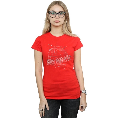 Abbigliamento Donna T-shirts a maniche lunghe Disney Death Star Sleigh Rosso