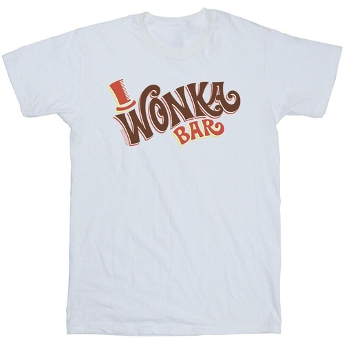Abbigliamento Bambina T-shirts a maniche lunghe Willy Wonka Bar Logo Bianco