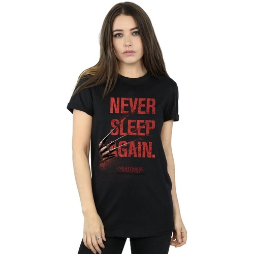 Abbigliamento Donna T-shirts a maniche lunghe A Nightmare On Elm Street Never Sleep Again Nero