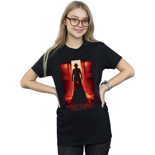 Abbigliamento Donna T-shirts a maniche lunghe A Nightmare On Elm Street He Knows Where You Sleep Nero