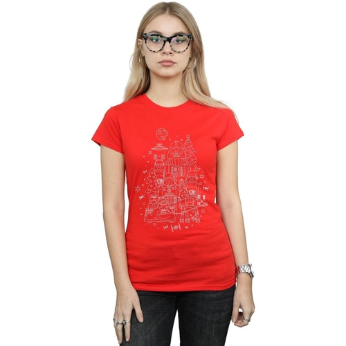 Abbigliamento Donna T-shirts a maniche lunghe Disney Empire Christmas Rosso