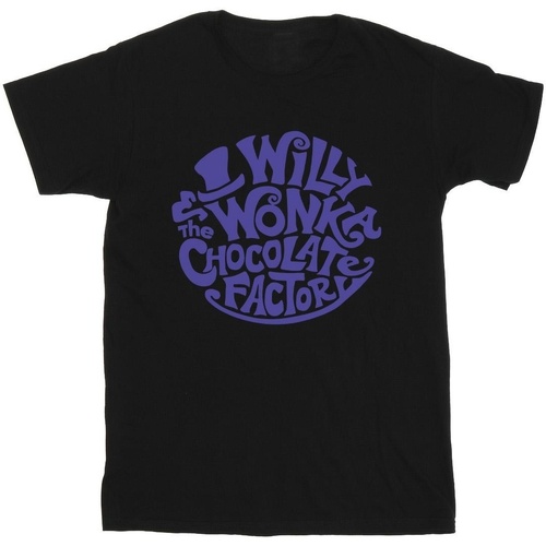 Abbigliamento Bambina T-shirts a maniche lunghe Willy Wonka & The Chocolate Fact Typed Logo Nero