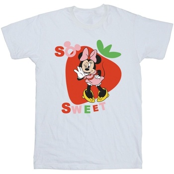 Abbigliamento Uomo T-shirts a maniche lunghe Disney Minnie Mouse So Sweet Strawberry Bianco