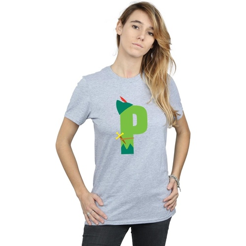 Abbigliamento Donna T-shirts a maniche lunghe Disney Alphabet P Is For Peter Pan Grigio