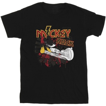 Abbigliamento Uomo T-shirts a maniche lunghe Disney Mickey Mouse Smash Guitar Rock Nero