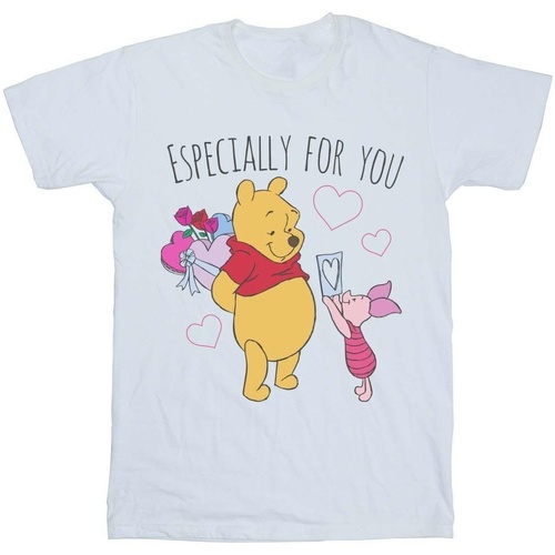 Abbigliamento Bambina T-shirts a maniche lunghe Disney Winnie The Pooh Piglet Valentines Gift Bianco