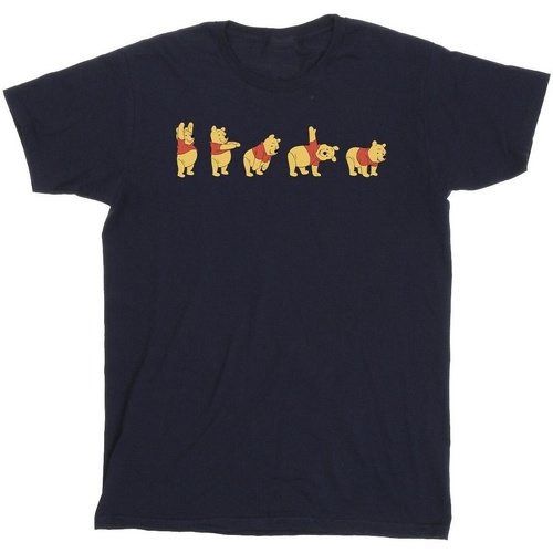 Abbigliamento Bambina T-shirts a maniche lunghe Disney Winnie The Pooh Stretching Blu