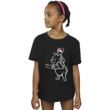 Abbigliamento Bambina T-shirts a maniche lunghe Disney Winnie The Pooh Piglet Christmas Nero