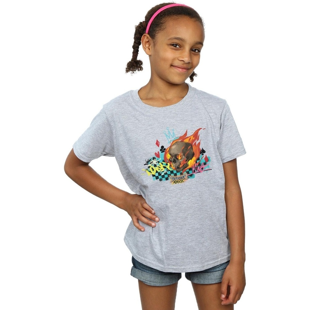Abbigliamento Bambina T-shirts a maniche lunghe Disney Wreck It Ralph Race Skull Grigio