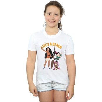 Abbigliamento Bambina T-shirts a maniche lunghe Disney Wreck It Ralph Moana And Vanellope Bianco