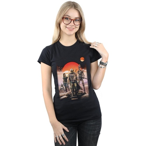 Abbigliamento Donna T-shirts a maniche lunghe Disney The Mandalorian Warriors Nero