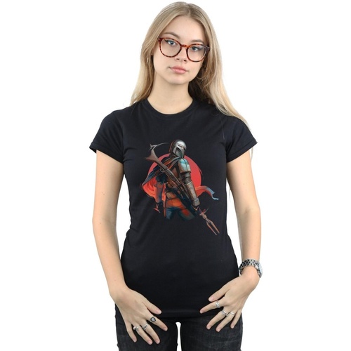 Abbigliamento Donna T-shirts a maniche lunghe Disney The Mandalorian Blaster Rifles Nero