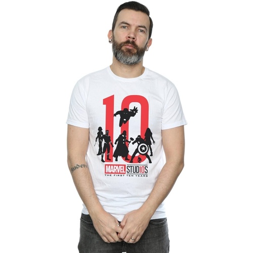 Abbigliamento Uomo T-shirts a maniche lunghe Marvel Studios The First Ten Years Bianco