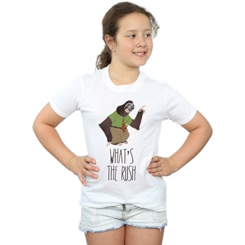 Abbigliamento Bambina T-shirts a maniche lunghe Disney Zootropolis What's The Rush Bianco