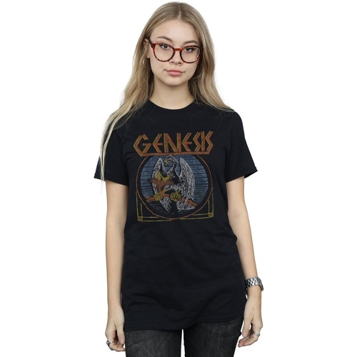 Abbigliamento Donna T-shirts a maniche lunghe Genesis Distressed Eagle Nero