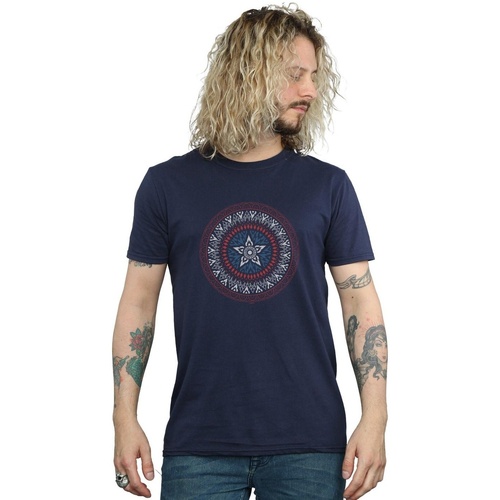 Abbigliamento Uomo T-shirts a maniche lunghe Marvel Captain America Ornamental Shield Blu