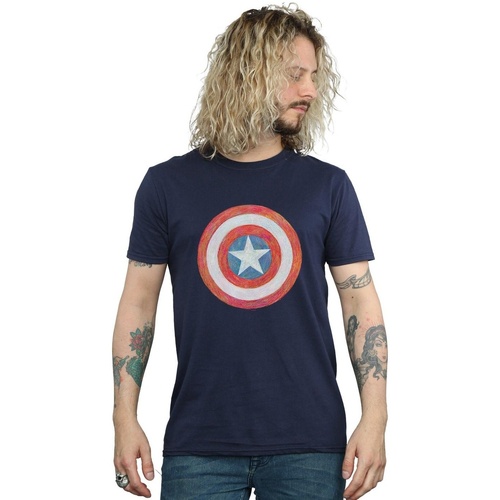 Abbigliamento Uomo T-shirts a maniche lunghe Marvel Captain America Sketched Shield Blu