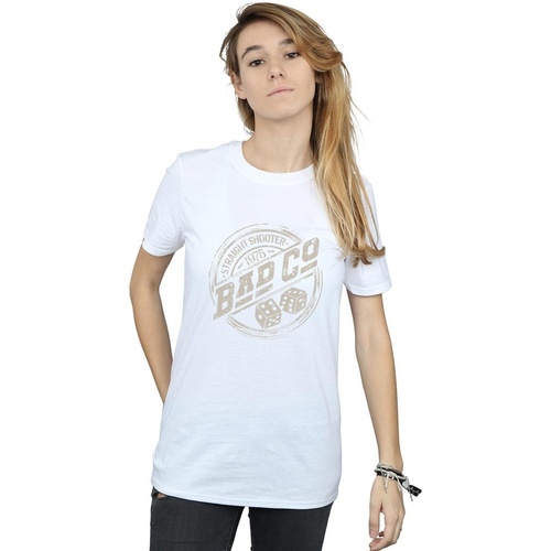 Abbigliamento Donna T-shirts a maniche lunghe Bad Company Straight Shooter Bianco