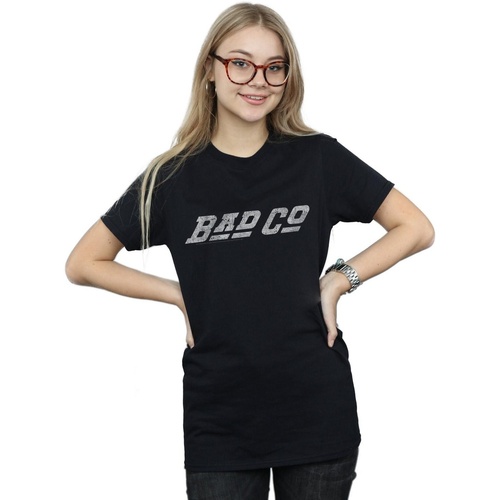 Abbigliamento Donna T-shirts a maniche lunghe Bad Company Straight Logo Nero