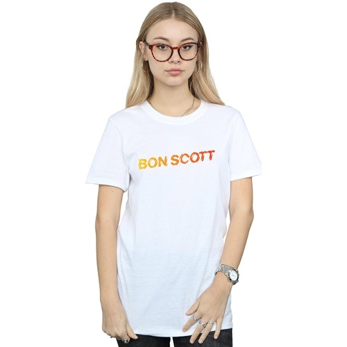 Abbigliamento Donna T-shirts a maniche lunghe Bon Scott Shattered Logo Bianco