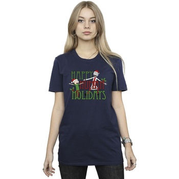 Abbigliamento Donna T-shirts a maniche lunghe Rick And Morty Happy Human Holidays Blu