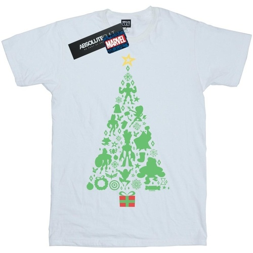 Abbigliamento Uomo T-shirts a maniche lunghe Marvel Avengers Christmas Tree Bianco