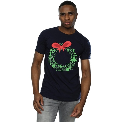 Abbigliamento Uomo T-shirts a maniche lunghe Marvel Avengers Christmas Wreath Blu