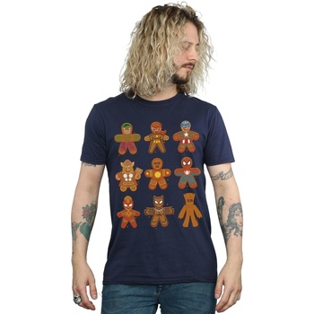 Abbigliamento Uomo T-shirts a maniche lunghe Marvel Avengers Christmas Gingerbread Blu