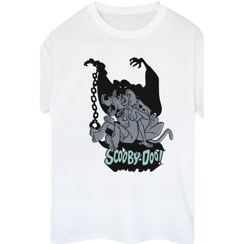 Abbigliamento Donna T-shirts a maniche lunghe Scooby Doo Scared Jump Bianco