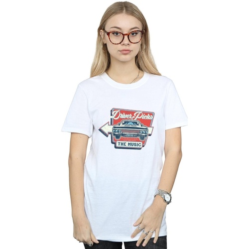 Abbigliamento Donna T-shirts a maniche lunghe Supernatural Driver Picks The Music Bianco