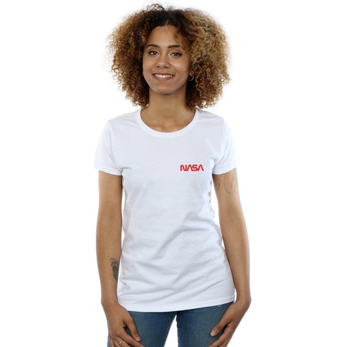 Abbigliamento Donna T-shirts a maniche lunghe Nasa Modern Logo Chest Bianco