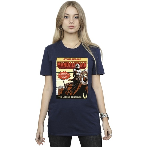 Abbigliamento Donna T-shirts a maniche lunghe Star Wars The Mandalorian Bumpy Ride Blu