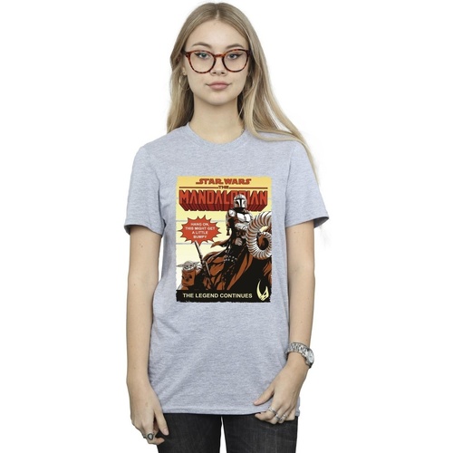 Abbigliamento Donna T-shirts a maniche lunghe Star Wars The Mandalorian Bumpy Ride Grigio