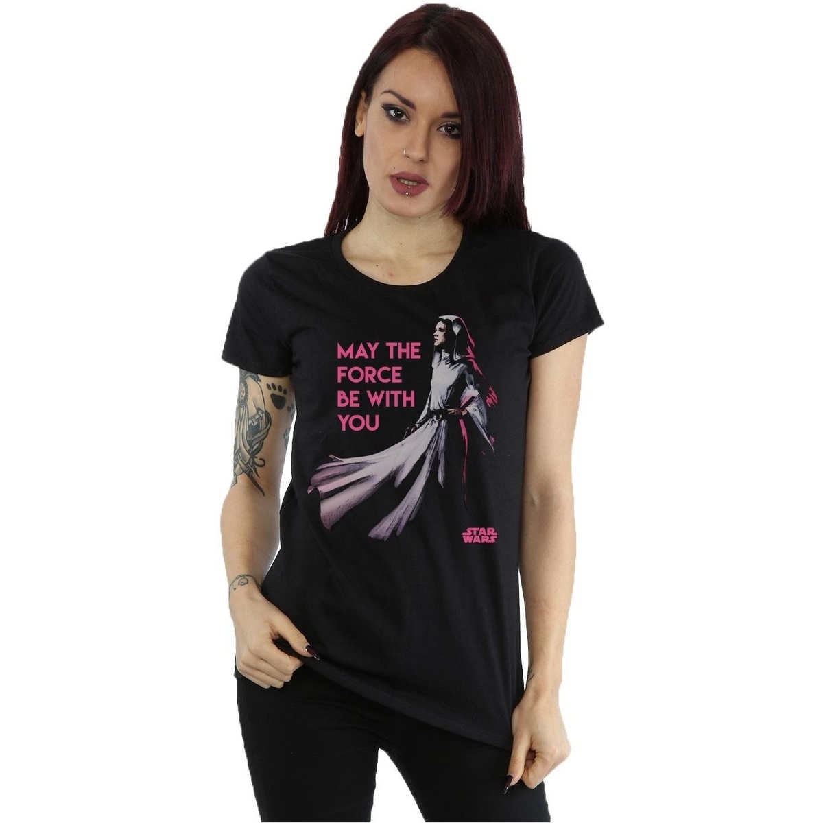 Abbigliamento Donna T-shirts a maniche lunghe Disney Princess Leia Force Nero