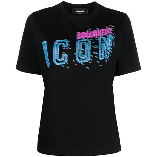 Abbigliamento Donna T-shirt maniche corte Dsquared ICON PIXELED EASY Nero