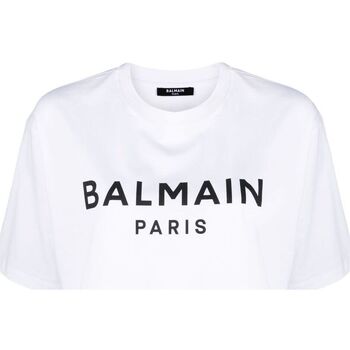 Abbigliamento Donna T-shirt maniche corte Balmain Paris Short flocked T-shirt Bianco