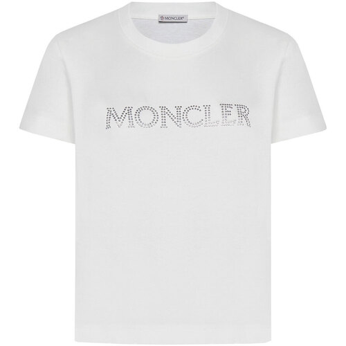Abbigliamento Donna T-shirt maniche corte Moncler T-shirt with crystals logo Bianco