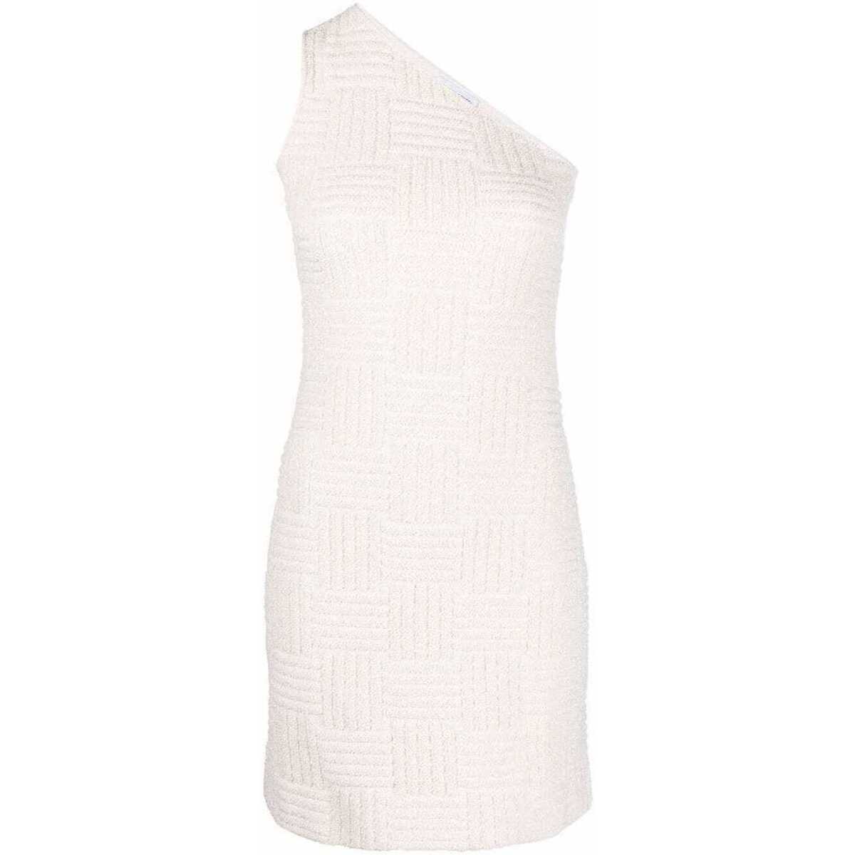 Abbigliamento Donna Abiti corti Bottega Veneta one shoulder jacquard dress Bianco